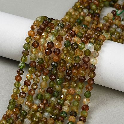 Бусы из натурального зеленого турмалина, круглые, граненые