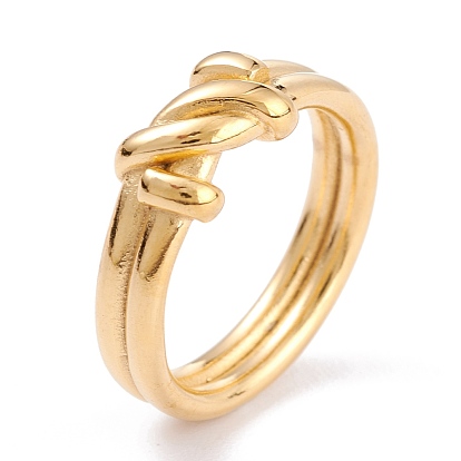Ion Plating(IP) 304 Stainless Steel Finger Rings, Knot Shape