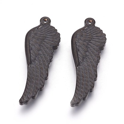 304 Stainless Steel Pendants, Ion Plating (IP), Wing