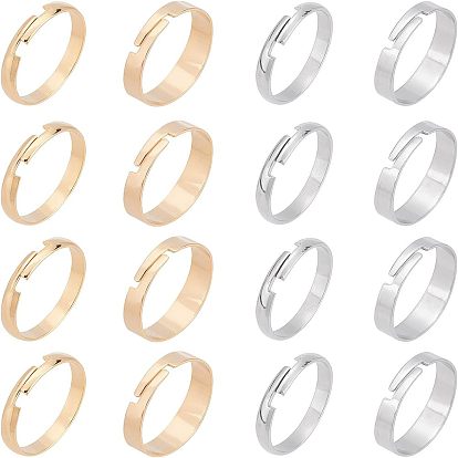 40 шт. 4 стиль 201 нержавеющая сталь простые регулируемые кольца для женщин
