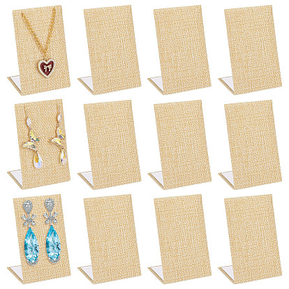 12шт. прямоугольные подставки для сережек из льняной ткани со скошенной задней частью, л форма