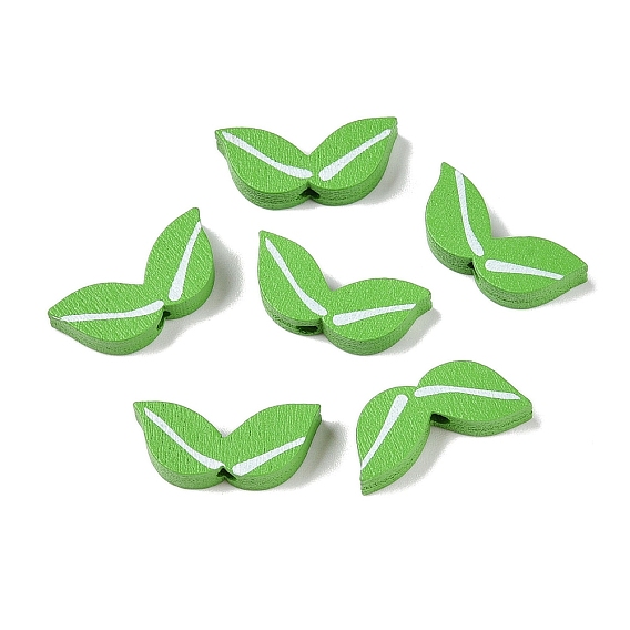 Бусины из натурального дерева, напечатанный, лист