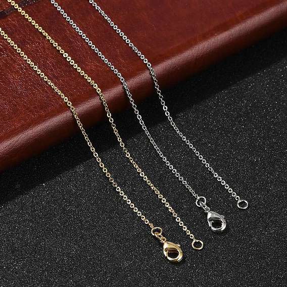 1мм стойка покрытие латунный кабель цепи ожерелья для женщин мужчин, без кадмия и без свинца, 901 застежка из нержавеющей стали, долговечный