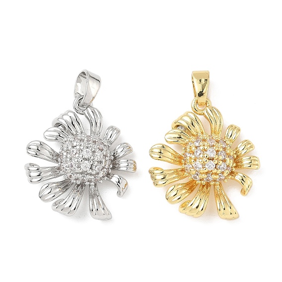 Латунные микро проложить кубического циркония подвески, без кадмия и без свинца, цветок