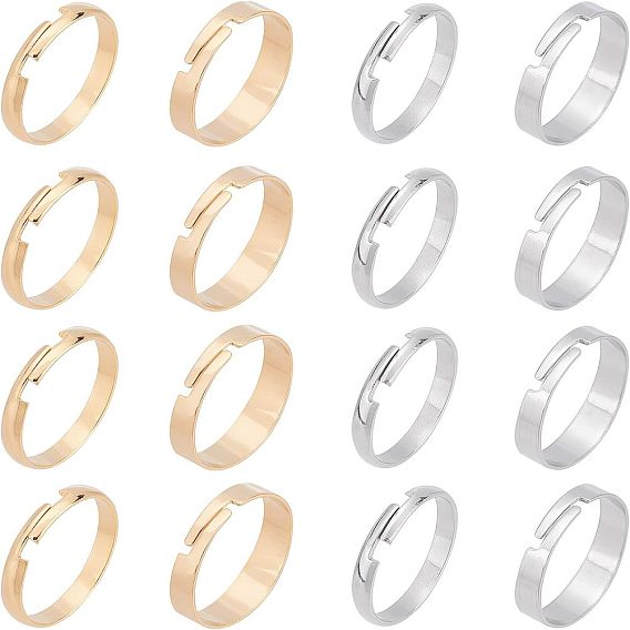 40 шт. 4 стиль 201 нержавеющая сталь простые регулируемые кольца для женщин
