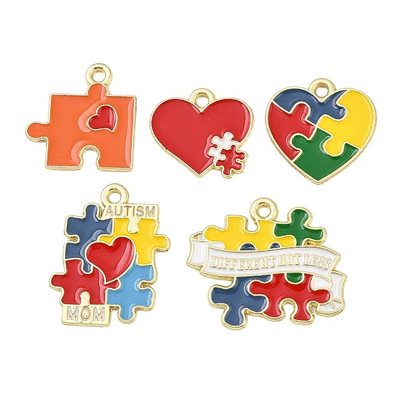 Подвески из эмали и сплава, головоломка, золотые