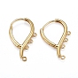 Brass Huggie Hoop Earring Findings, with Horizontal Loop, Long-Lasting Plated