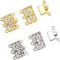 Brass Filigree Box Clasps, with Rhinestone, Rectangle