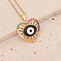 Charming Heart Eye Necklace with Colorful Zirconia on Copper Collarbone Chain - N927