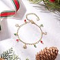 Рождественские браслеты с подвесками из латуни и стекла, браслеты из латунных скрепок для женщин