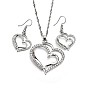 Комплект из ожерелья с подвеской в форме сердца из сплава кристаллов и страз и висячих серег