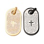 304 подвески из нержавеющей стали, овал с крестом и Библией, вакуумное покрытие pvd
