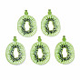 Spray Painted Wooden Pendants, Printed, Kiwi Fruit