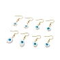 Boucles d'oreilles pendantes en coquillage naturel mauvais œil avec émail, plaqué or 304 bijoux en acier inoxydable pour femmes, forme mixte