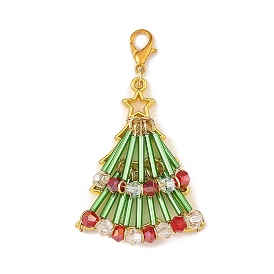 Weihnachtsbaum Glasperlen Anhänger Dekorationen, Legierung mit Karabinerverschluss