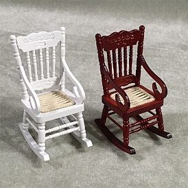 Wooden Rocking Chair with Armrests Model, Mini Furniture, Miniature Dollhouse Garden Decorations