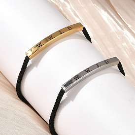 Браслеты-слайдеры из плетеного полиэстерного шнура, 304 браслеты с подвесками из нержавеющей стали для женщин и мужчин, трубка со словом wwjd