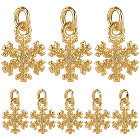 10 шт. Латунные брелоки из прозрачного кубического циркония с микропаве, с целью перехода в кольце, снежинка очарование