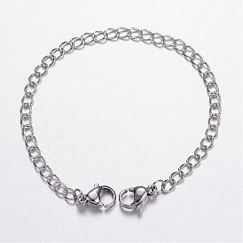 304 Stainless Steel Curb Chains and Lobster Claw Clasps