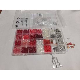 DIY Alloy Enamel & Glass & CCB Plastic Bracelets Jewelry Making Kits, Mixed Shapes