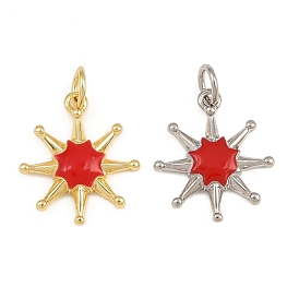 Латунные подвески с красной эмалью, солнечные чары, реальный 18 k позолоченный, стойки покрытие, долговечный, без кадмия и без свинца