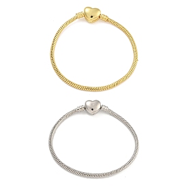 2.5mm Brass European Style Round Snake Chain Bracelets for Jewelry Making, with Clasps