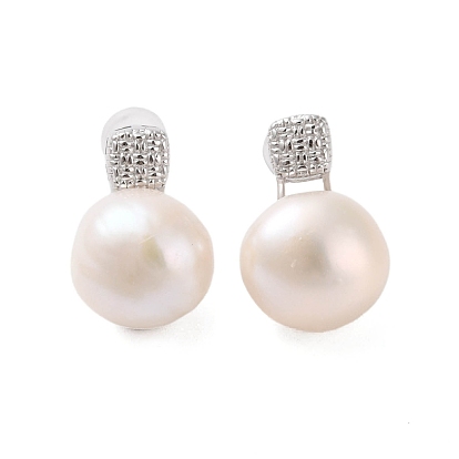 925 Sterling Silver Studs Earring, with Natural Pearl
