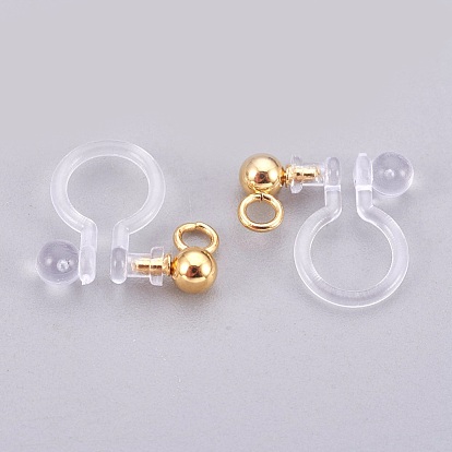 Stainless Steel Clip On Earring Findings, with Plastic