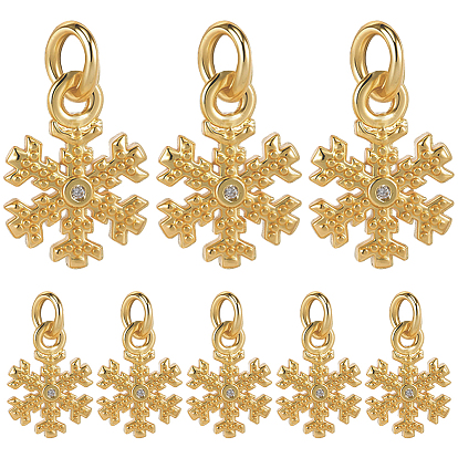 10 шт. Латунные брелоки из прозрачного кубического циркония с микропаве, с целью перехода в кольце, снежинка очарование