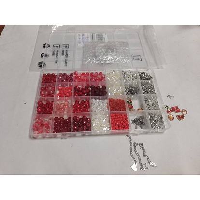 DIY Alloy Enamel & Glass & CCB Plastic Bracelets Jewelry Making Kits, Mixed Shapes