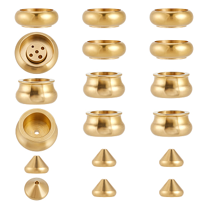 18 pièces 3 styles porte-encens en laiton, bureau à domicile salon de thé fournitures bouddhistes zen, or