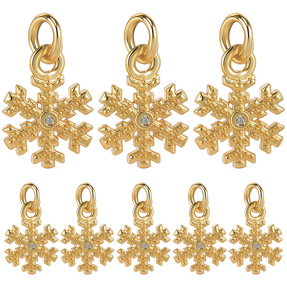 10 шт. Латунные брелоки из прозрачного кубического циркония с микропаве, с целью перехода в кольце, снежинка очарование