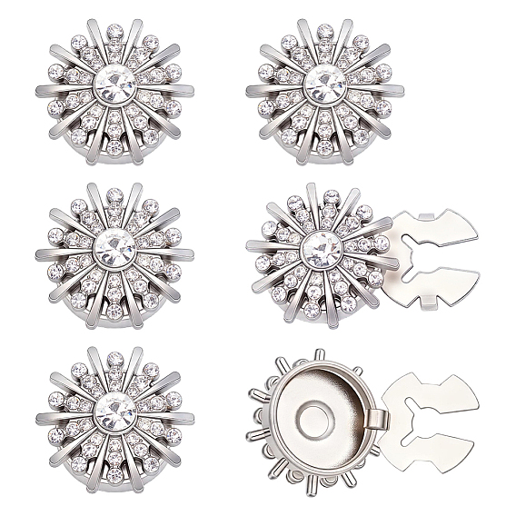 6Pcs Alloy Rhinestone Cufflinks, Flower