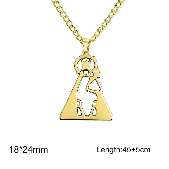 304 Stainless Steel Hollow Religion Virgin Pendant Necklaces