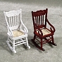 Wooden Rocking Chair with Armrests Model, Mini Furniture, Miniature Dollhouse Garden Decorations