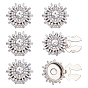 6Pcs Alloy Rhinestone Cufflinks, Flower
