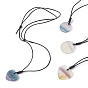 Natural Fluorite Pendant Necklace with Cowhide Leather Cords, Mixed Shape