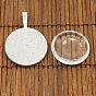 25mm Transparent Clear Domed Glass Cabochon Cover for Photo Pendant Making, with Alloy Settings, Pendant: 40x26.5x6.5mm, Hole: 9.5x5mm, Glass: 25x7.4mm