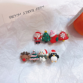 Cute Cartoon Christmas Hairpin - Santa Claus, Reindeer, Snowman, Girl, Bangs, Hair Clip.