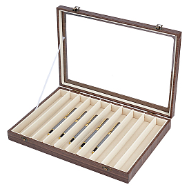 10 Boîtes de présentation rectangulaires en bois à grille, résistantes à la poussière, avec couvercle transparent.