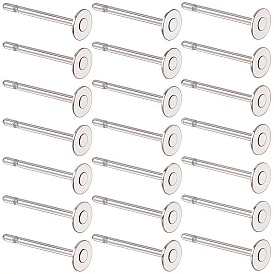 300Pcs 316 Surgical Stainless Steel Flat Round Blank Peg Stud Earring Settings