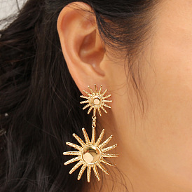 Fashionable Gold Metal Earrings with Sexy Fireworks - European and American Style.