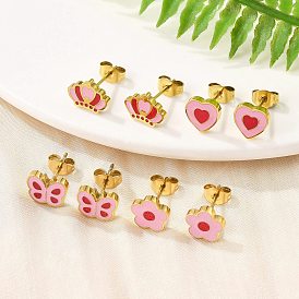 304 серьги из нержавеющей стали эмаль, реальный 18 k позолоченный