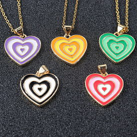 Multi-layered Heart-shaped Oil Drop Necklace with Punk Geometric Pendant for Women