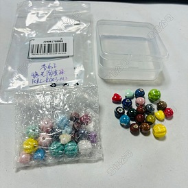 40 pcs perles de porcelaine émaillées antiques fantaisie faites à la main, formes mixtes