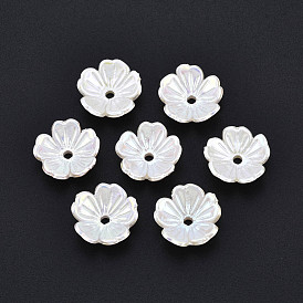 5 - capsules en plastique imitation perle, de couleur plaquée ab , fleur