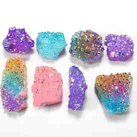 Electroplated Natural Druzy Quartz Crystal Cluster Ornaments, Reiki Energy Stone, Home Display Decorations