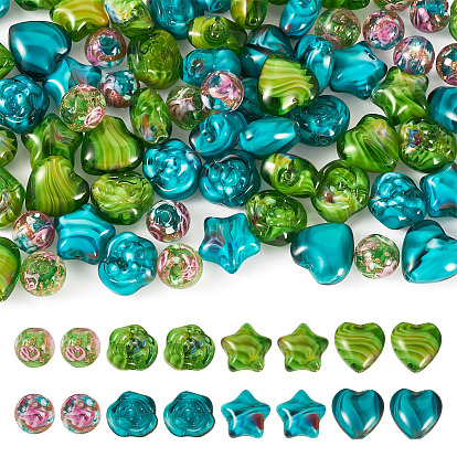 80 шт. 8 стили стеклянные бусины миллефиори, разнообразные