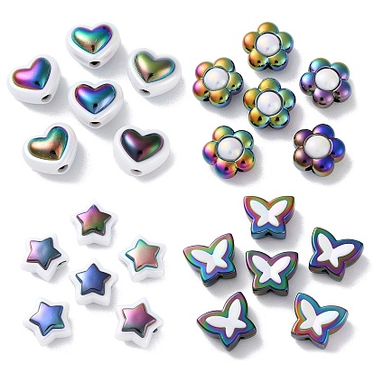 УФ-покрытие радужными переливающимися акриловыми бусинами, два тона, бусина в бусине