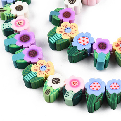 Handmade Polymer Clay Beads Strands, Flower